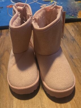 SHEIN Girls Light Pink Fleece-Lined Winter Boots